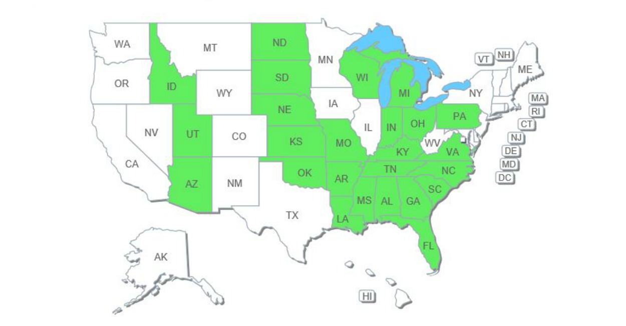 The states that are colored green don't offer health care plans that cover elective abortion. (Photo: ObamaAbortion.com)