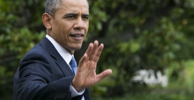 President Obama on his way to West Point. (Photo: Polaris/Newscom)