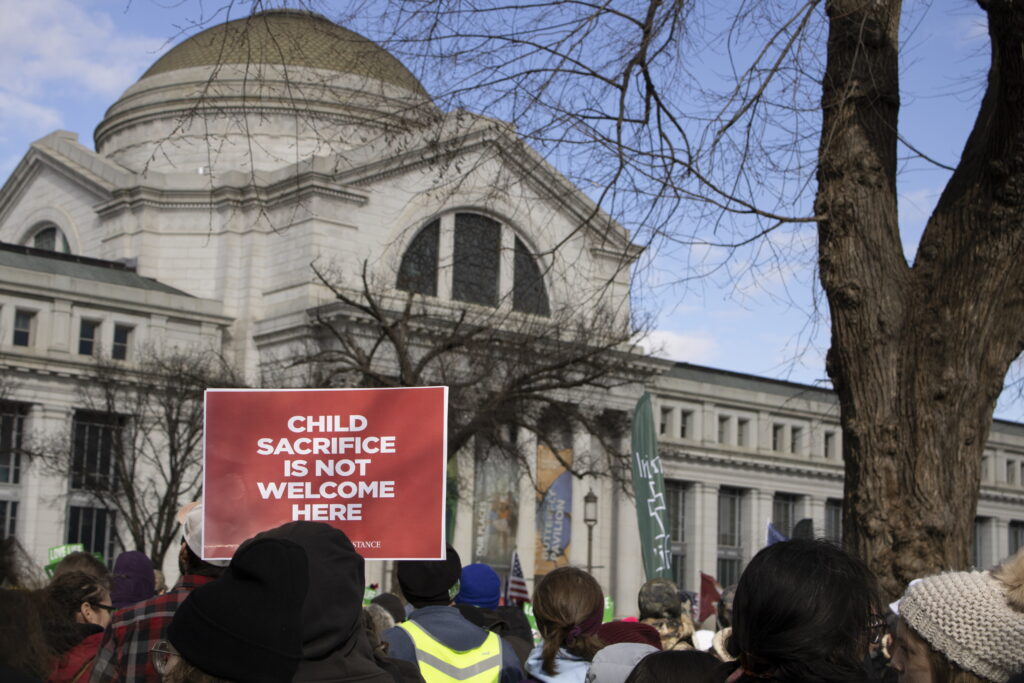 Child sacrifice sign 1024x683 | 47 of the best signs from the first post-roe march for life | politics