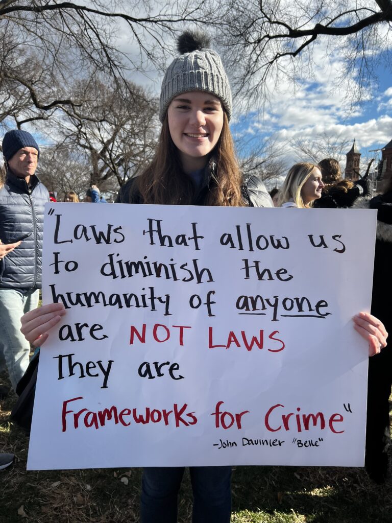 Sign says abortion laws are frameworks for crime