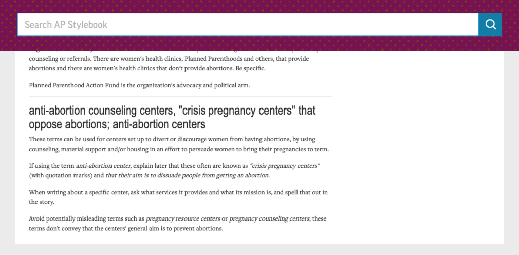 AP Bans “Crisis Pregnancy Centers,” Tells Reporters to Call Them “Anti-Abortion Centers”
