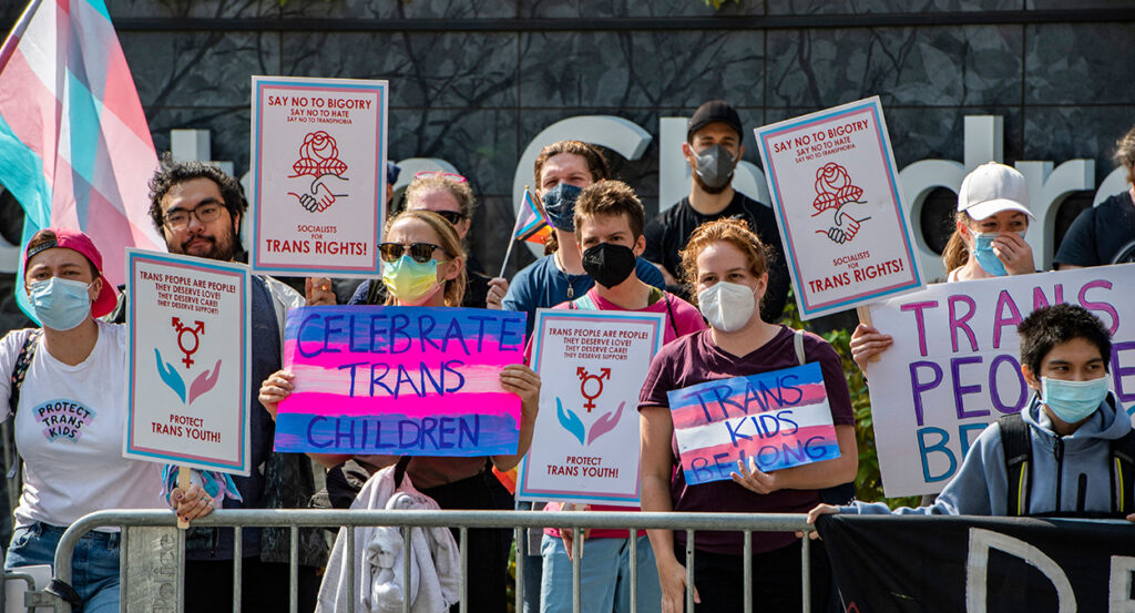 Transgender activists protest at Boston Children's Hospital