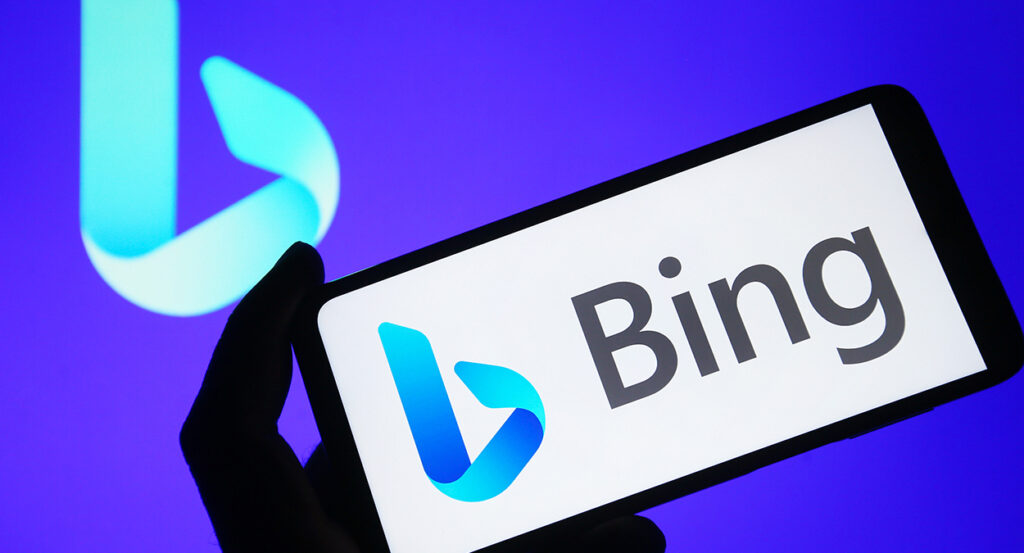 Bing logo and brand appear on phone screen