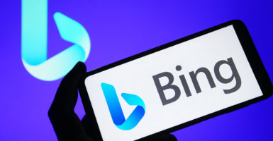 Bing logo and brand appear on phone screen