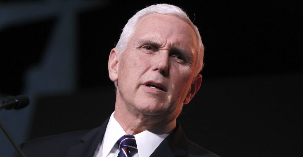 Former Vice President Mike Pence is accusing the Los Angeles Dodgers of "welcoming anti-Catholic bigots" to its stadium with "open arms." Pictured: Pence speaks at the Save the Storks 2nd Annual Stork Charity Ball at the Trump International Hotel on January 17, 2019 in Washington, DC. (Photo by Paul Morigi/Getty Images for Save the Storks)