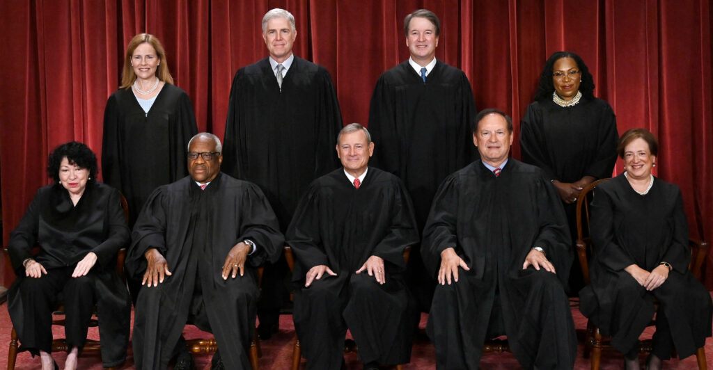 Supreme Court justices in black robes