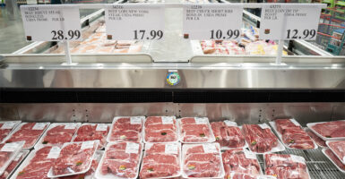Packages of beef for sale at a supermarket