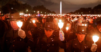 law enforcement officers at the National Police Week Candlelight Vigil on the National Mall
