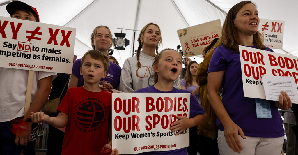 Female athletes and allies rally in Washington on 50th anniversary of Title IX