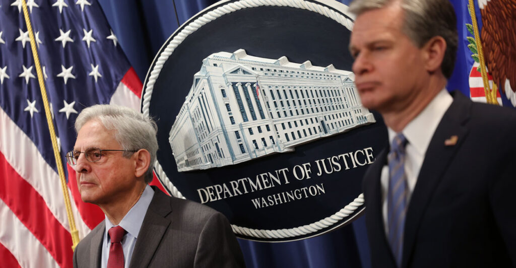 Attorney General Merrick Garland and FBI Director Christopher Wray