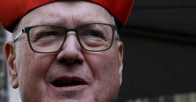 Catholic bishops in the United States are calling for prayers and acts of reparation ahead of the Los Angeles Dodgers' "Pride Night" game featuring an anti-Catholic group of drag performers posing as sisters. Pictured: Cardinal Timothy Dolan watches the Saint Patricks Day Parade on March 17, 2023 in New York City. The Saint Patricks Day Parade was canceled in 2020 due to the COVID-19 pandemic and returned in a limited capacity in 2021. Last year's was considered the full return to form for the event. (Photo by Leonardo Munoz/VIEWpress)