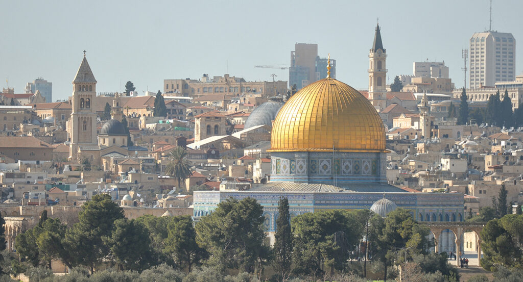 Old City of Jerusalem including the Dome of the Rock, as seen from the Mount of Olives