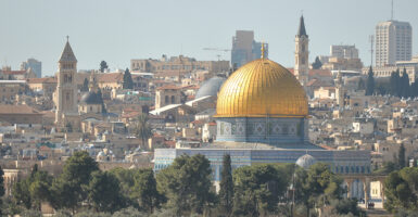 Old City of Jerusalem including the Dome of the Rock, as seen from the Mount of Olives