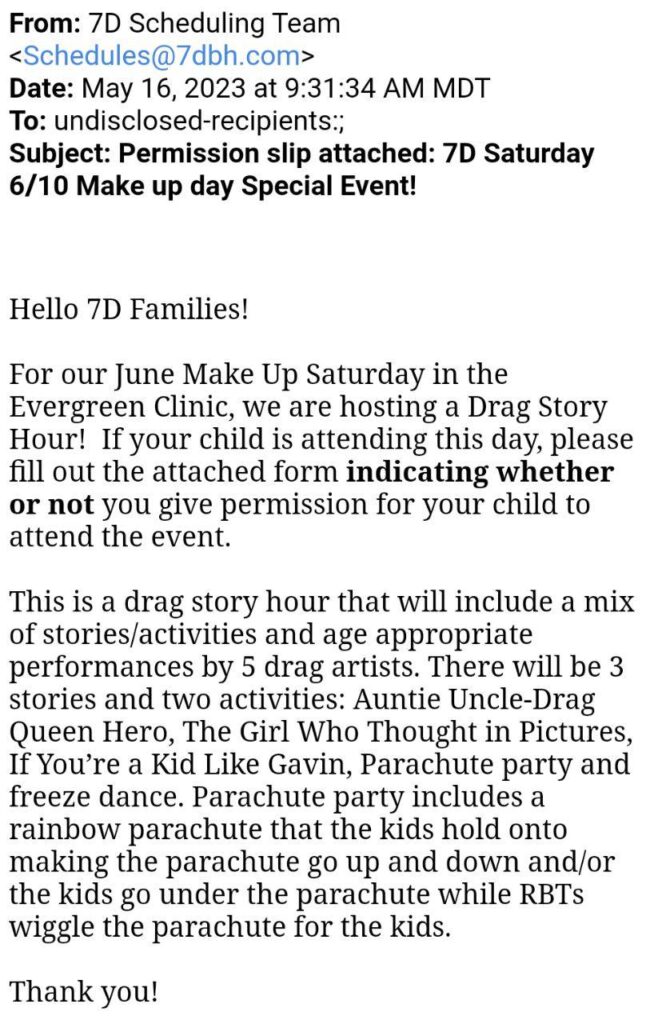 EXCLUSIVE: Colorado Health Clinic Promoted Drag Story Hour To Kids With Autism