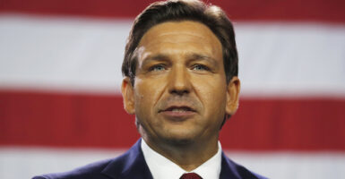 A top pro-life group swung at Gov. Ron DeSantis for failing to say whether he would support a federal protections for unborn babies. Pictured: Florida Gov. Ron DeSantis gives a victory speech after defeating Democratic gubernatorial candidate Rep. Charlie Crist during his election night watch party at the Tampa Convention Center on November 8, 2022 in Tampa, Florida. DeSantis was the projected winner by a double-digit lead. (Photo by Octavio Jones/Getty Images)