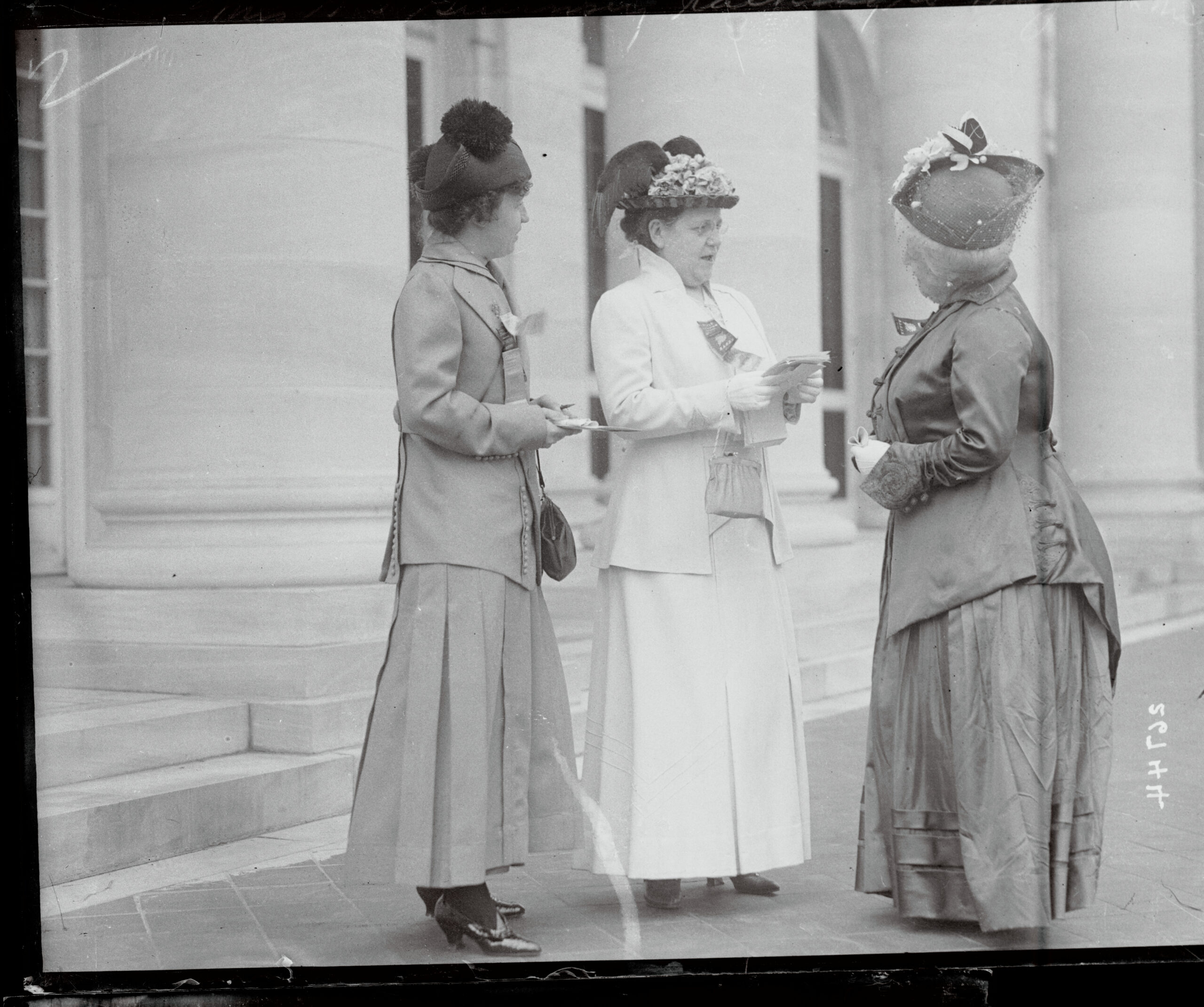 (Original Caption) Washington, DC: Daughters Of The American Revolution Hold Their Annual Election At Washington, D. C. Mrs. George Thatcher Guernsey talking to Mrs. John Miller Horton of New York, one of her strongest supporters with Mrs. R. R. Bittman, secretary of Mrs. Guernsey.
