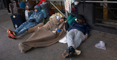 Illegal Aliens sleep on the streets of New York City.