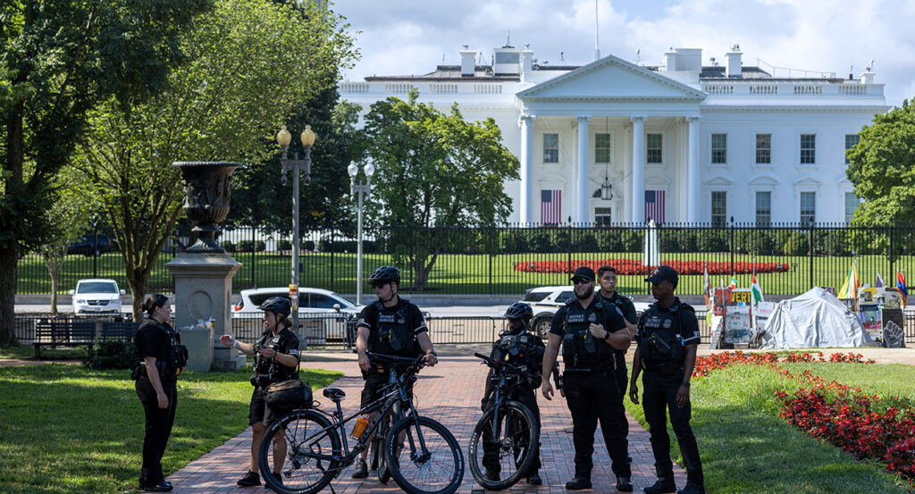 Secret Service on bikes in front of the White House