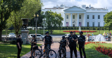 Secret Service on bikes in front of the White House