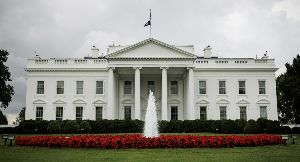 The White House on a cloudy day