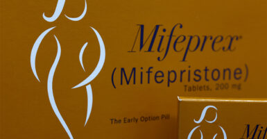 A Mifeprex abortion pill package