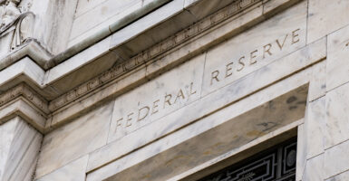 Sign for the Federal Reserve on the Federal Reserve building