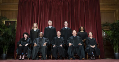 Washington, DC - October 7 : Members of the Supreme Court sit for a group photo following the recent addition of Associate Justice Ketanji Brown Jackson, at the Supreme Court building on Capitol Hill on Friday, Oct 07, 2022 in Washington, DC. Bottom row, from left, Associate Justice Sonia Sotomayor, Associate Justice Clarence Thomas, Chief Justice of the United States John Roberts, Associate Justice Samuel Alito, and Associate Justice Elena Kagan. Top row, from left, Associate Justice Amy Coney Barrett, Associate Justice Neil Gorsuch, Associate Justice Brett Kavanaugh, and Associate Justice Ketanji Brown Jackson. (Photo by Jabin Botsford/The Washington Post via Getty Images)