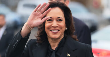 Vice President Kamala Harris refused to name a single restriction on abortion that she supports during a CBS interview, though she was given the opportunity almost six times. Pictured: Harris arrives at LaGuardia Airport for the annual 9/11 Commemoration Ceremony on September 11, 2023 in New York City. (Photo by Michael M. Santiago/Getty Images)