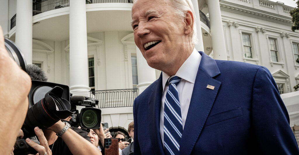 President Joe Biden speaks to media on White House lawn