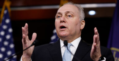 House Majority Leader Steve Scalise speaks during a news conference at the U.S. Capitol.