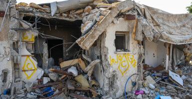 An Israeli house utterly obliterated in Hamas' terrorist attack
