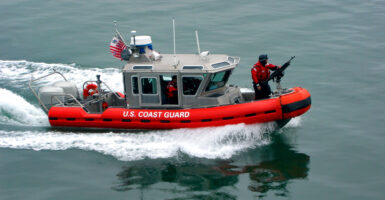 Small U.S. Coast Guard Patrol Boat on the water