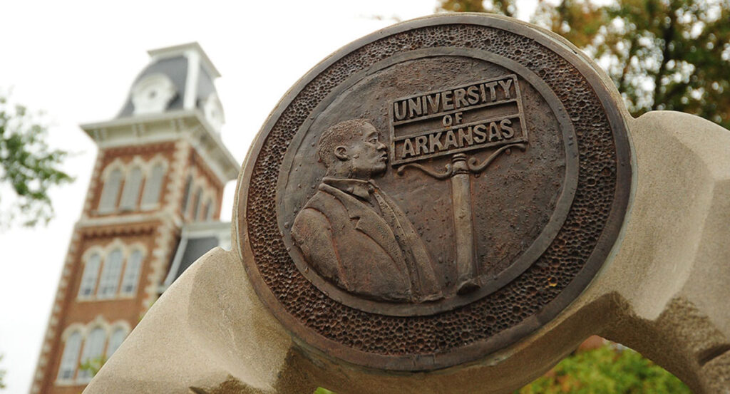 The University of Arkansas sight on the Silas Hunt Memorial Sculpture