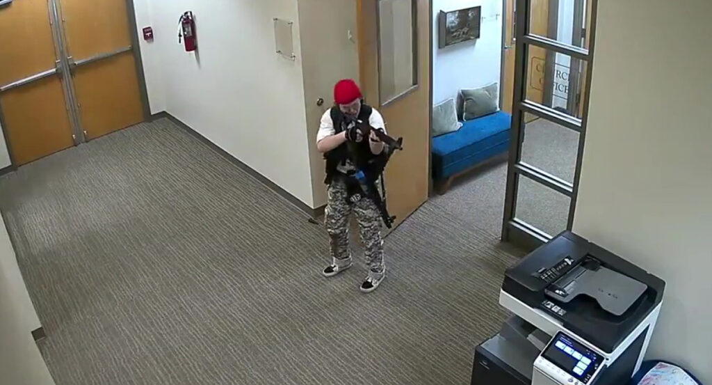 Audrey Hale holding an automatic weapon in Covenant School