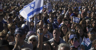 Thousands of people attend the March for Israel on the National Mall November 14, 2023 in Washington, DC. The large pro-Israel gathering comes as the Israel-Hamas war enters its sixth week following the October 7 terrorist attacks by Hamas. (Photo: Alex Wong/Getty Images)