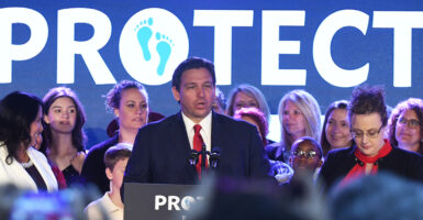 Republican Florida Gov. Ron DeSantis thanked the leaders of the March for Life for their ongoing fight against abortion in a message sent ahead of the 51st March for Life on Thursday. Pictured: DeSantis speaks to pro-life supporters before signing Florida's 15-week abortion ban into law. (Photo: Paul Hennessy/SOPA Images/LightRocket via Getty Images)