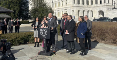 Lawmakers speak at the House Triangle on Capitol Hill about "The Five" aborted babies. Photo taken by The Daily Signal's Mary Margaret Olohan.