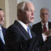Sen. Ron Johnson speaks during a press conference on Capitol Hill with Se. Ted Cruz next to him