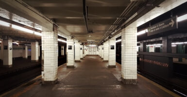 An empty subway platform in New York