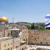 A Israeli flag is see flying over the Wailing Wall in Jerusalem.