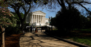 The Supreme Court is seen from afar in D.C.