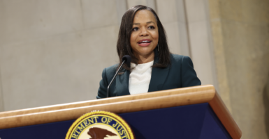 WASHINGTON, DC - MAY 14: U.S. Assistant Attorney General Kristen Clarke delivers remarks during an event honoring the anniversary of the Brown v. Board of Education Supreme Court decision, at the Justice Department on May 14, 2024 in Washington, DC. (Photo: Kevin Dietsch/Getty Images)