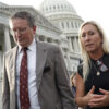 Rep. Marjorie Taylor Greene and Rep. Thomas Massie outside the US Capitol