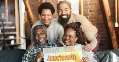 A family celebrates Juneteenth freedom day.