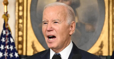 Joe Biden in the White House looking angry