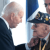 Joe Biden greeting a World War II veteran face-to-face