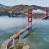 The Golden Gate Bridge with incoming fog.