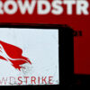 CrowdStrike logo on a computer screen.
