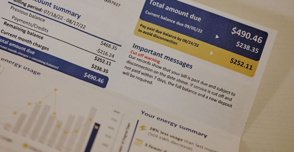 Large electricity bill past due