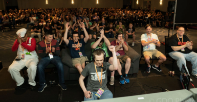 Audience reacts at Games Done Quick conference